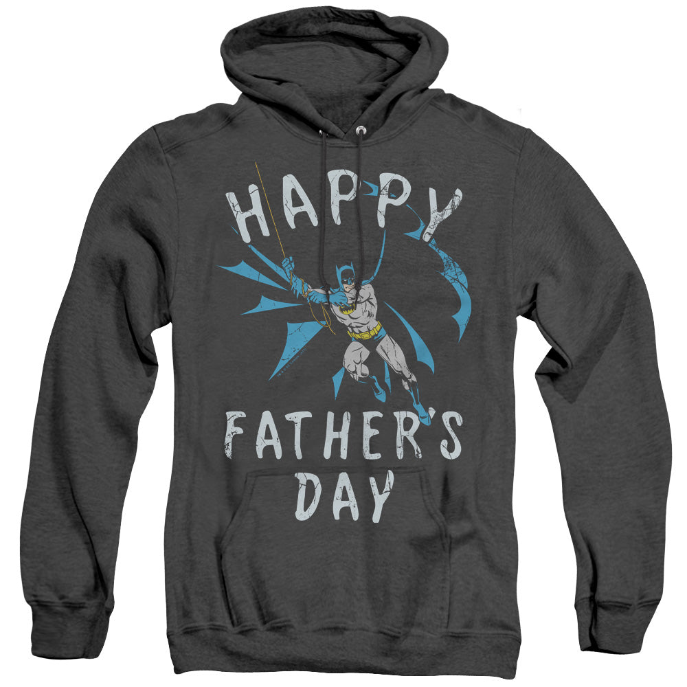 AN OFFCIALLY LICENSED BATMAN FATHERS DAY ADULT UNISEX HEATHER PULLOVER HOODIE BLACK