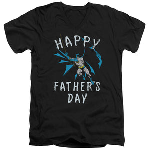 AN OFFCIALLY LICENSED BATMAN FATHERS DAY MEN'S V-NECK T-SHIRT BLACK