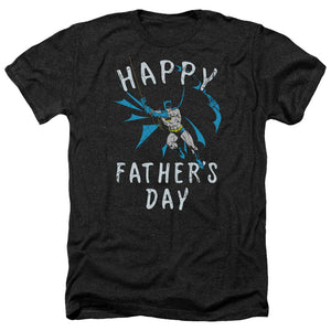 AN OFFCIALLY LICENSED BATMAN FATHERS DAY MEN'S HEATHER T-SHIRT CHARCOAL