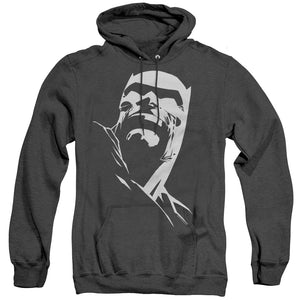 AN OFFCIALLY LICENSED BATMAN DKR HEAD ADULT UNISEX HEATHER PULLOVER HOODIE BLACK