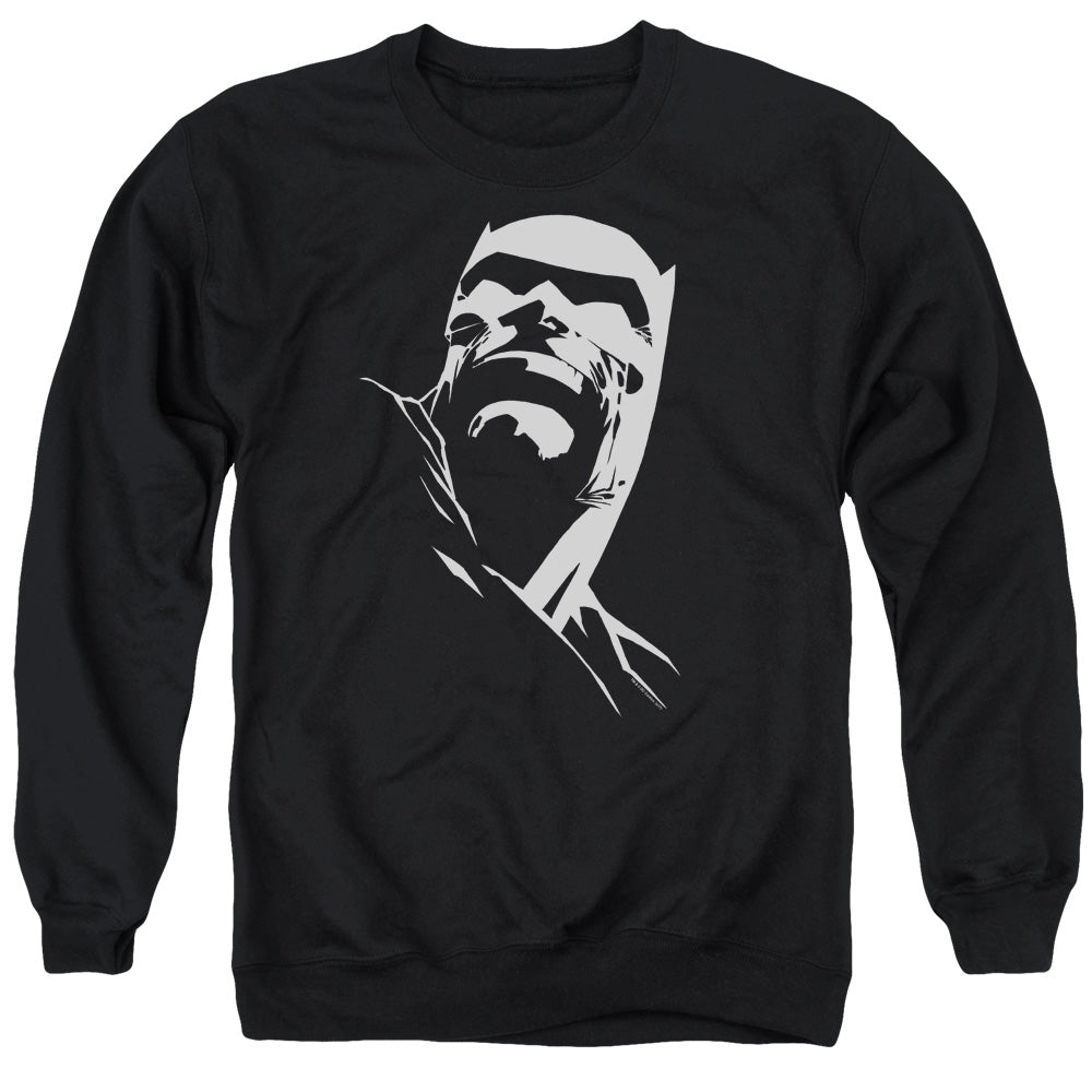 AN OFFCIALLY LICENSED BATMAN DKR HEAD ADULT UNISEX CREWNECK SWEATSHIRT BLACK