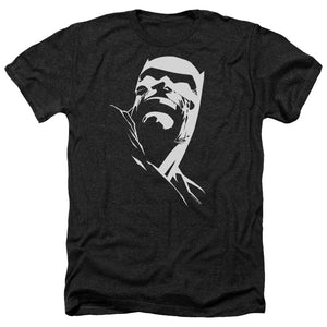 AN OFFCIALLY LICENSED BATMAN DKR HEAD MEN'S HEATHER T-SHIRT CHARCOAL