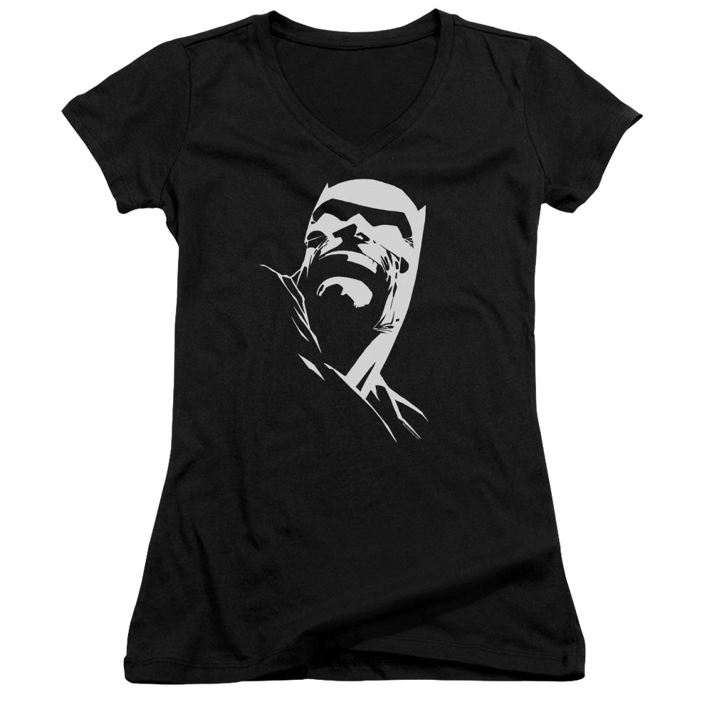Batman Dkr Head Licensed Women's T-Shirt Juniors V-Neck SM