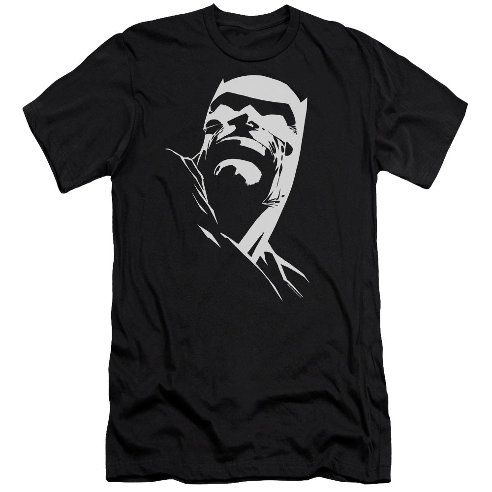 AN OFFCIALLY LICENSED BATMAN DKR HEAD MEN'S PREMIUM SLIM FIT T-SHIRT BLACK