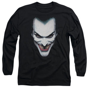 AN OFFCIALLY LICENSED BATMAN JOKER PORTRAIT MEN'S LONG SLEEVE T-SHIRT BLACK
