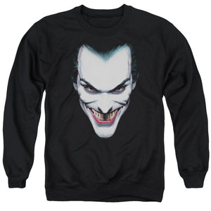 AN OFFCIALLY LICENSED BATMAN JOKER PORTRAIT ADULT UNISEX CREWNECK SWEATSHIRT BLACK