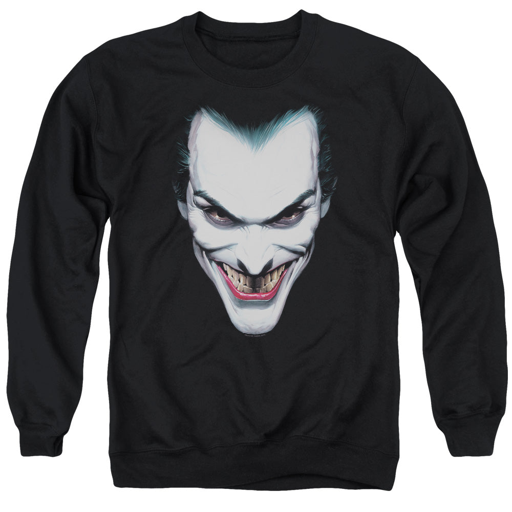 AN OFFCIALLY LICENSED BATMAN JOKER PORTRAIT ADULT UNISEX CREWNECK SWEATSHIRT BLACK