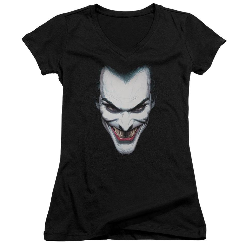 Batman Joker Portrait Licensed Women's T-Shirt Juniors V-Neck SM
