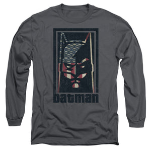 AN OFFCIALLY LICENSED BATMAN AMERICAN BATMAN MEN'S LONG SLEEVE T-SHIRT CHARCOAL