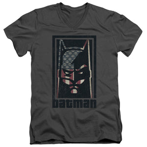 AN OFFCIALLY LICENSED BATMAN AMERICAN BATMAN MEN'S V-NECK T-SHIRT CHARCOAL