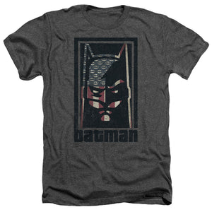 AN OFFCIALLY LICENSED BATMAN AMERICAN BATMAN MEN'S HEATHER T-SHIRT CHARCOAL