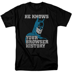 AN OFFCIALLY LICENSED BATMAN BATMAN KNOWS MEN'S REGULAR FIT T-SHIRT BLACK