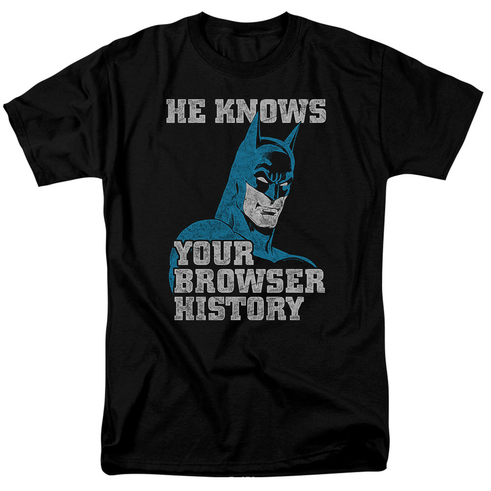AN OFFCIALLY LICENSED BATMAN BATMAN KNOWS MEN'S REGULAR FIT T-SHIRT BLACK