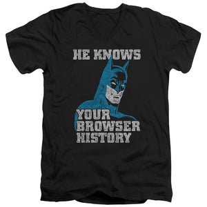 AN OFFCIALLY LICENSED BATMAN BATMAN KNOWS MEN'S V-NECK T-SHIRT BLACK