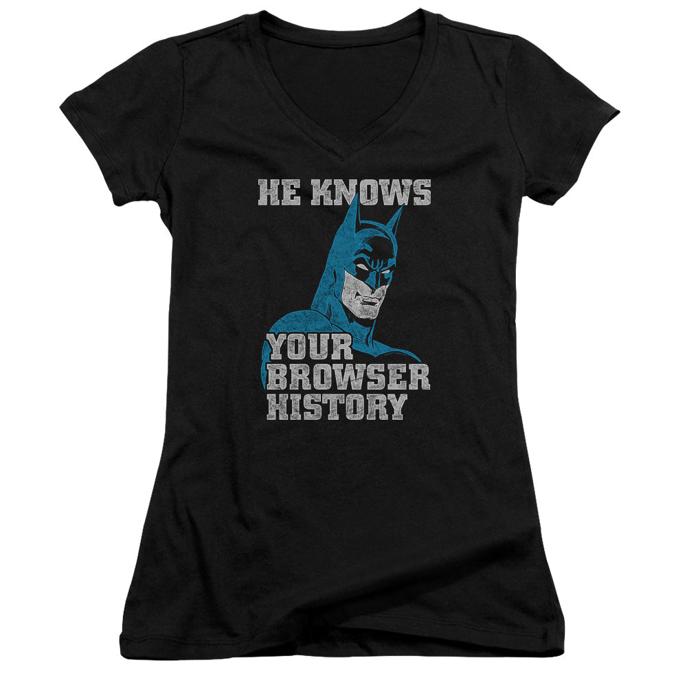 Batman Batman Knows Licensed Women's T-Shirt Juniors V-Neck SM