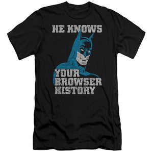 AN OFFCIALLY LICENSED BATMAN BATMAN KNOWS MEN'S PREMIUM SLIM FIT T-SHIRT BLACK