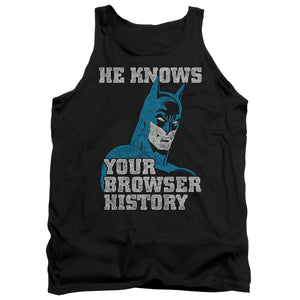 AN OFFCIALLY LICENSED BATMAN BATMAN KNOWS ADULT UNISEX TANK TOP BLACK