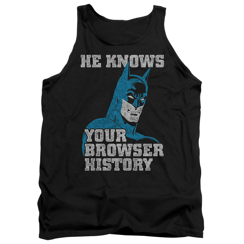 AN OFFCIALLY LICENSED BATMAN BATMAN KNOWS ADULT UNISEX TANK TOP BLACK