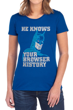 AN OFFCIALLY LICENSED BATMAN BATMAN KNOWS WOMEN'S REGULAR FIT T-SHIRT BLACK