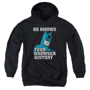 AN OFFCIALLY LICENSED BATMAN BATMAN KNOWS YOUTH HOODIE BLACK