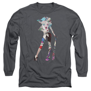 AN OFFCIALLY LICENSED BATMAN SCENE INSIDE MEN'S LONG SLEEVE T-SHIRT CHARCOAL