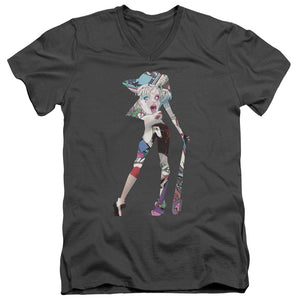 AN OFFCIALLY LICENSED BATMAN SCENE INSIDE MEN'S V-NECK T-SHIRT CHARCOAL