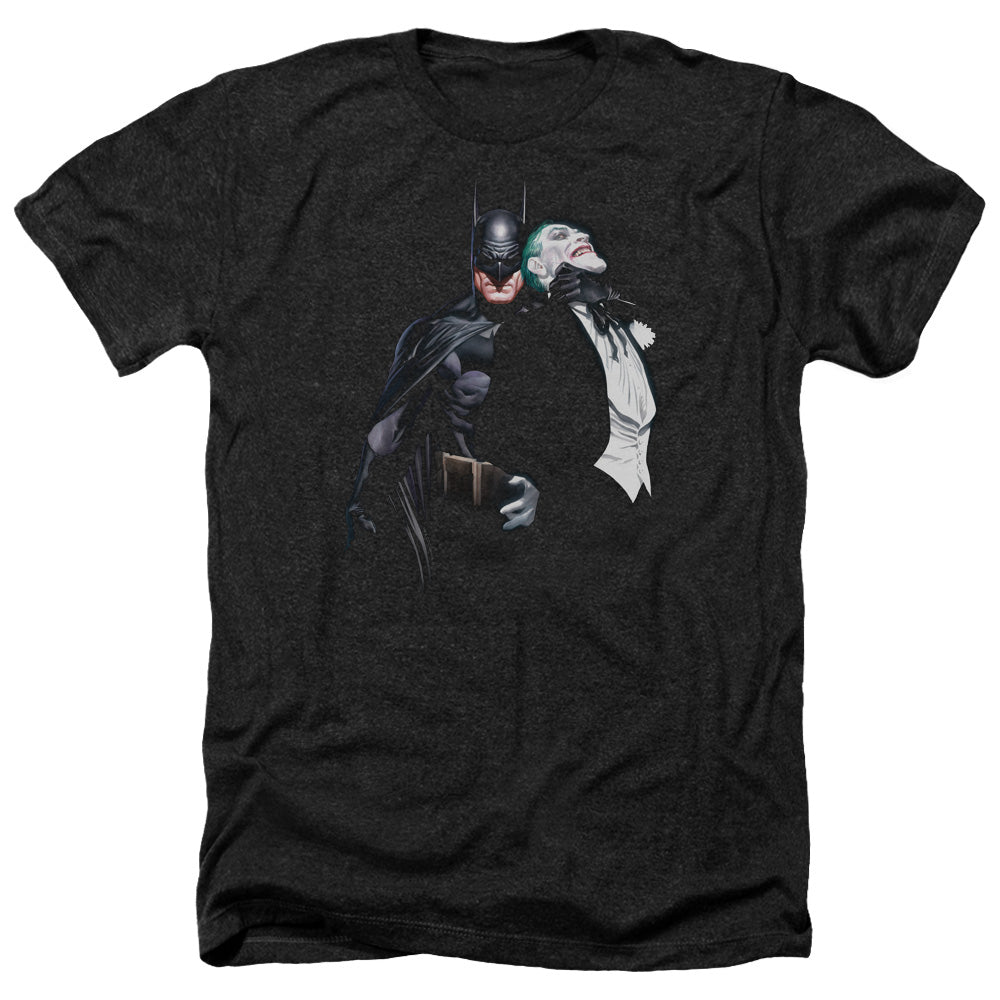 AN OFFCIALLY LICENSED BATMAN JOKER CHOKE MEN'S HEATHER T-SHIRT CHARCOAL