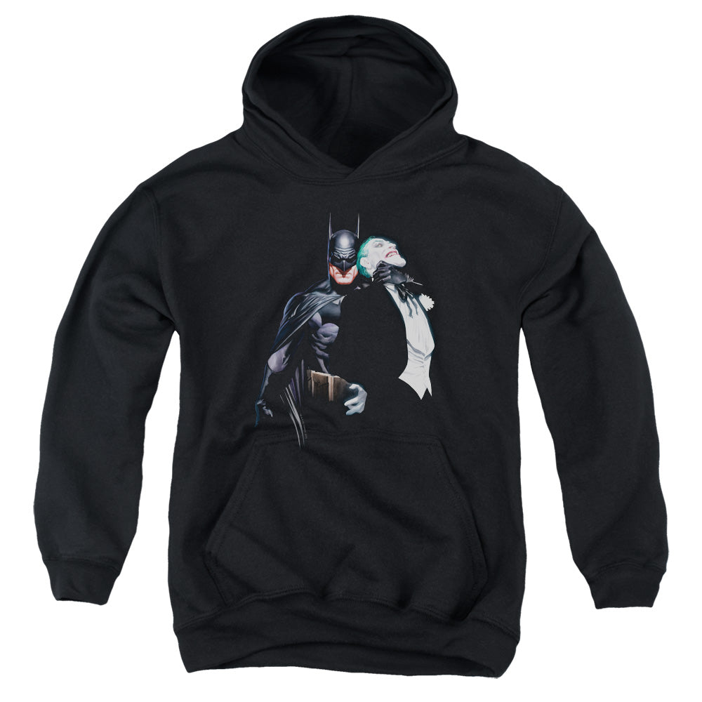 AN OFFCIALLY LICENSED BATMAN JOKER CHOKE YOUTH HOODIE BLACK