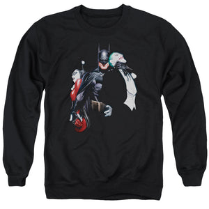 AN OFFCIALLY LICENSED BATMAN JOKER HARLEY CHOKE 

 ADULT UNISEX CREWNECK SWEATSHIRT BLACK