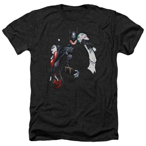 AN OFFCIALLY LICENSED BATMAN JOKER HARLEY CHOKE 

 MEN'S HEATHER T-SHIRT CHARCOAL