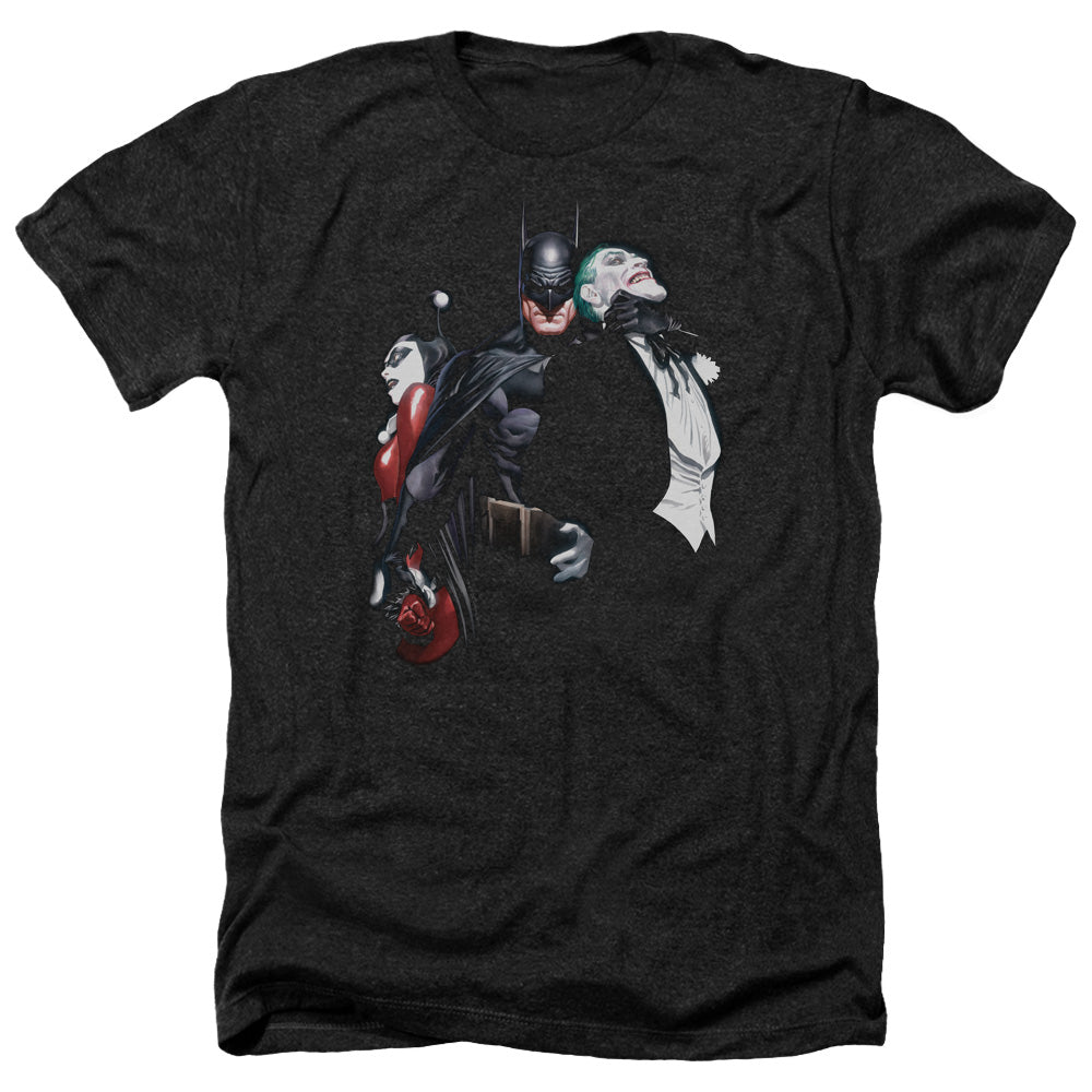 AN OFFCIALLY LICENSED BATMAN JOKER HARLEY CHOKE 

 MEN'S HEATHER T-SHIRT CHARCOAL