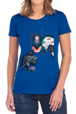 AN OFFCIALLY LICENSED BATMAN JOKER HARLEY CHOKE 

 WOMEN'S REGULAR FIT T-SHIRT BLACK