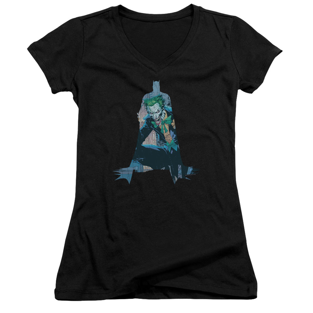 Batman Scene Inside Licensed Women's T-Shirt Juniors V-Neck SM