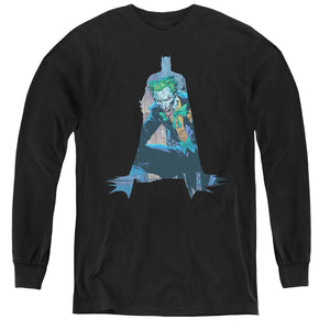 AN OFFCIALLY LICENSED BATMAN SCENE INSIDE YOUTH LONG SLEEVE T-SHIRT BLACK