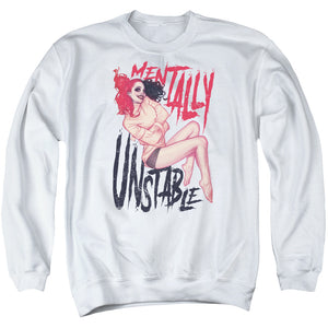 AN OFFCIALLY LICENSED BATMAN UNSTABLE ADULT UNISEX CREWNECK SWEATSHIRT WHITE