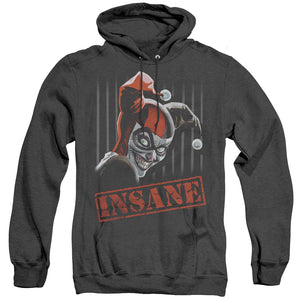 AN OFFCIALLY LICENSED BATMAN INSANE ADULT UNISEX HEATHER PULLOVER HOODIE BLACK