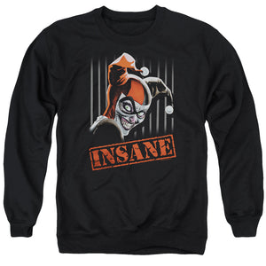 AN OFFCIALLY LICENSED BATMAN INSANE ADULT UNISEX CREWNECK SWEATSHIRT BLACK
