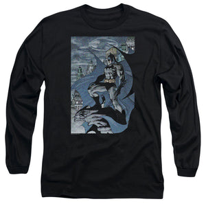 AN OFFCIALLY LICENSED BATMAN SEURBAT MEN'S LONG SLEEVE T-SHIRT BLACK