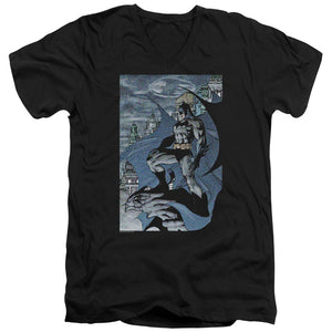 AN OFFCIALLY LICENSED BATMAN SEURBAT MEN'S V-NECK T-SHIRT BLACK