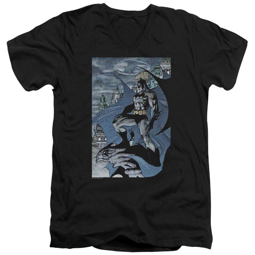AN OFFCIALLY LICENSED BATMAN SEURBAT MEN'S V-NECK T-SHIRT BLACK
