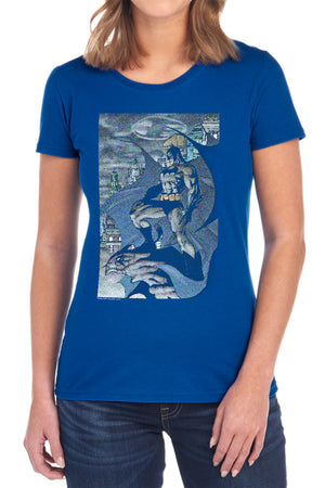 AN OFFCIALLY LICENSED BATMAN SEURBAT WOMEN'S REGULAR FIT T-SHIRT BLACK