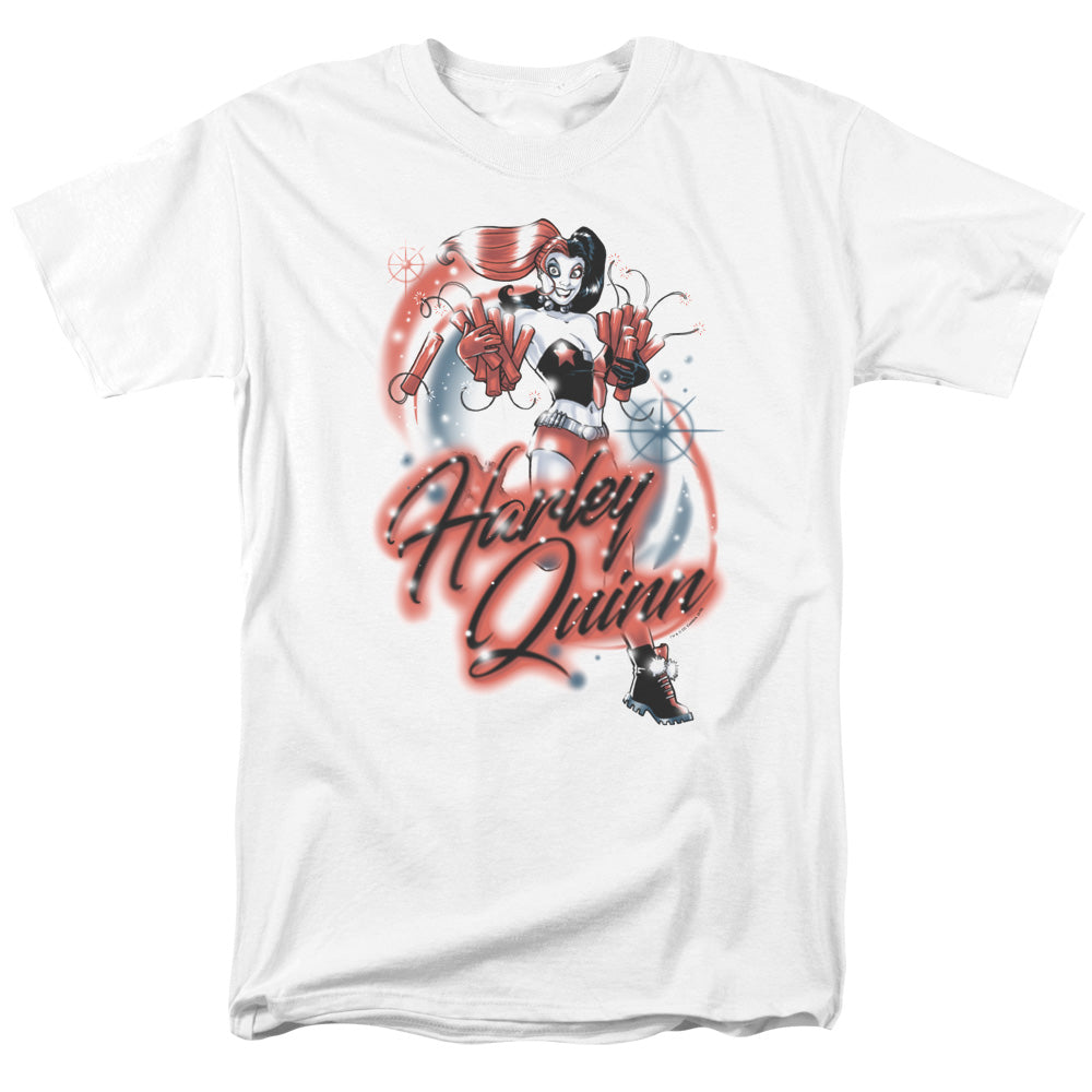 AN OFFCIALLY LICENSED BATMAN HARLEY AIRBRUSH MEN'S REGULAR FIT T-SHIRT WHITE