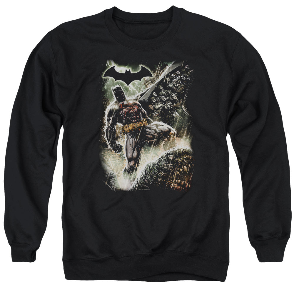 AN OFFCIALLY LICENSED BATMAN FAMILY ADULT UNISEX CREWNECK SWEATSHIRT BLACK
