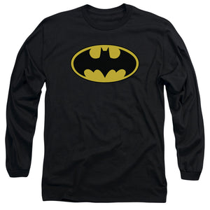 AN OFFCIALLY LICENSED BATMAN CLASSIC LOGO MEN'S LONG SLEEVE T-SHIRT BLACK