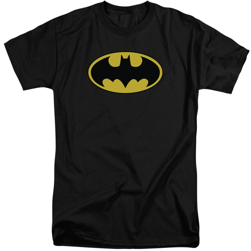 AN OFFCIALLY LICENSED BATMAN CLASSIC LOGO MEN'S TALL FIT T-SHIRT BLACK