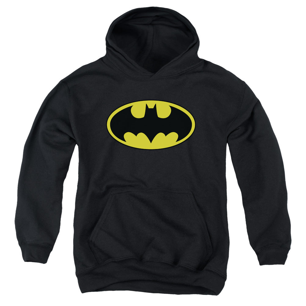 AN OFFCIALLY LICENSED BATMAN CLASSIC LOGO YOUTH HOODIE BLACK