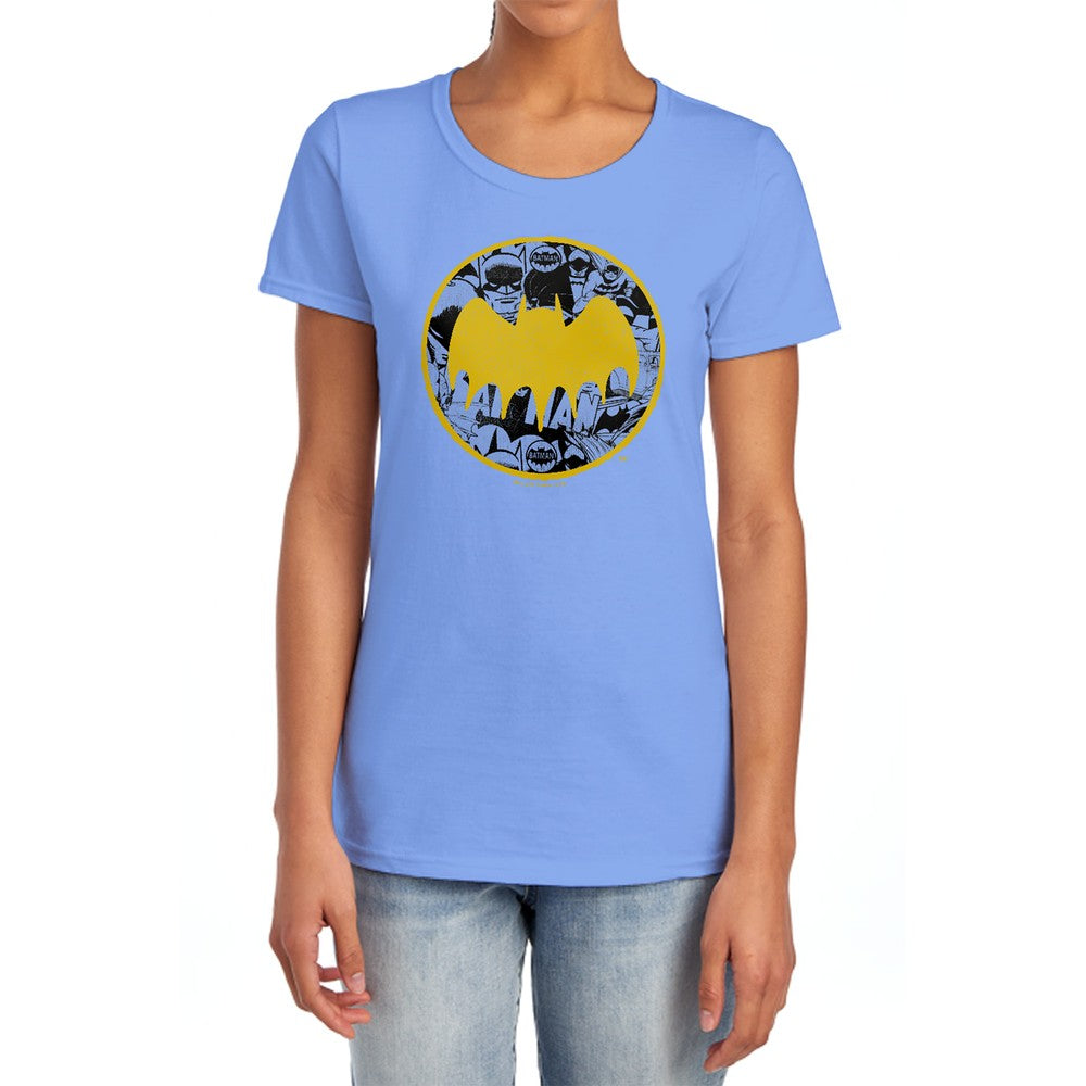 Batman Vintage Symbol Collage Licensed Women's T-Shirt Regular Fit SM-2X