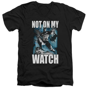AN OFFCIALLY LICENSED BATMAN NOT ON MY WATCH MEN'S V-NECK T-SHIRT BLACK