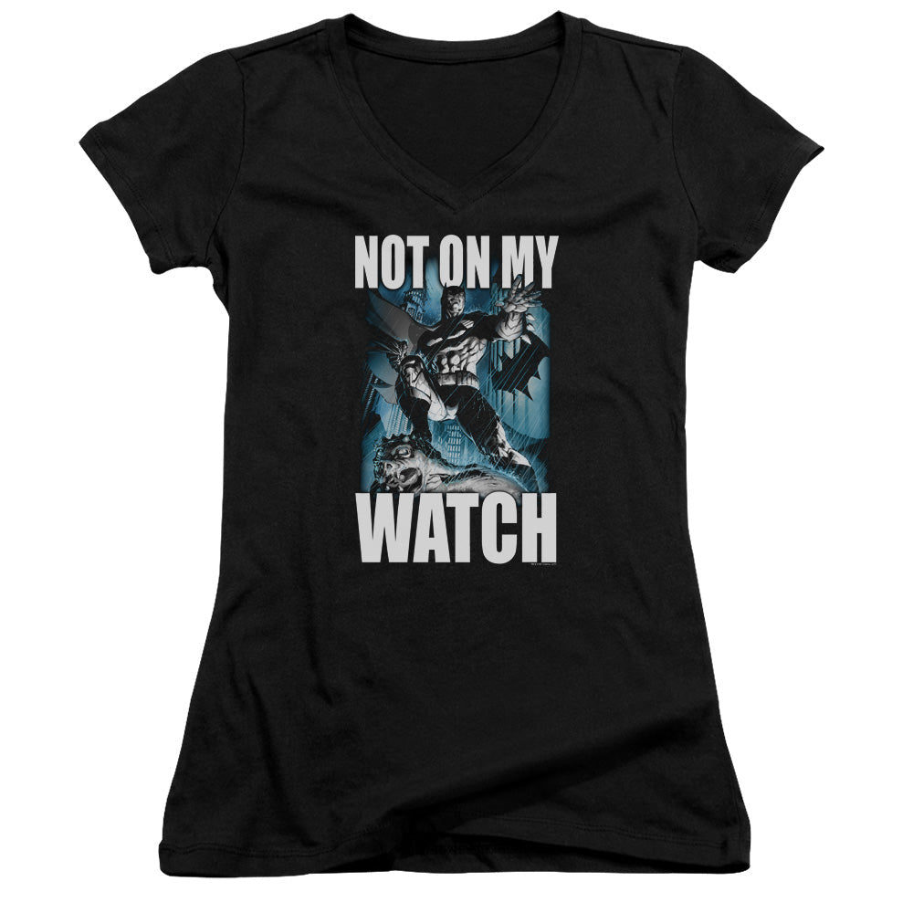 Batman Not On My Watch Licensed Women's T-Shirt Juniors V-Neck SM