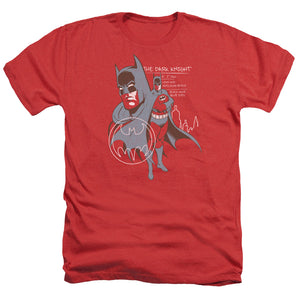 AN OFFCIALLY LICENSED BATMAN LEAN AND MUSCULAR MEN'S HEATHER T-SHIRT RED